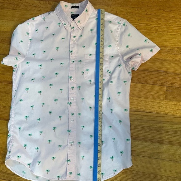 J.Crew Flex Washed Mens Short Sleeve Button Shirt Sz.M-Slim/Palm Tree Print (E)5 - Picture 7 of 10